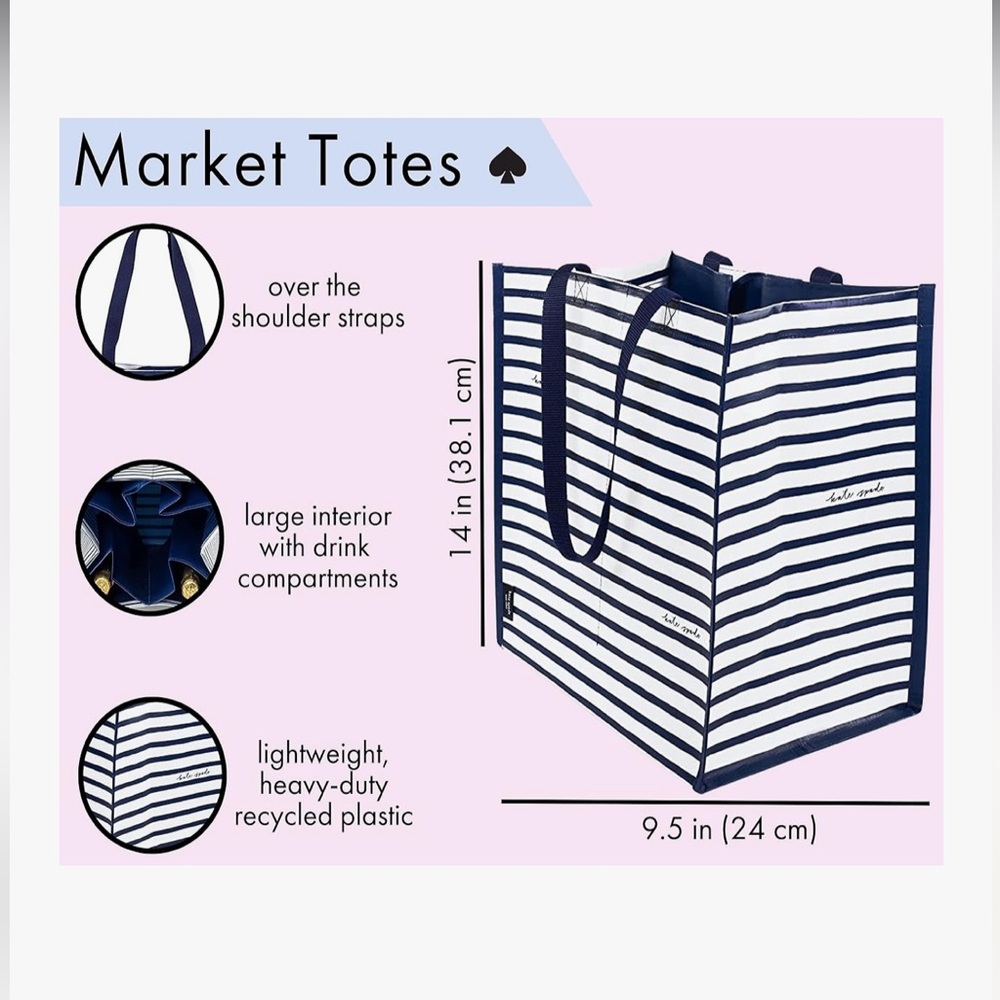 🆕 Kate Spade New York Reusable Shopping Bag, Grocery Tote with Shoulder Straps - Picture 4 of 6